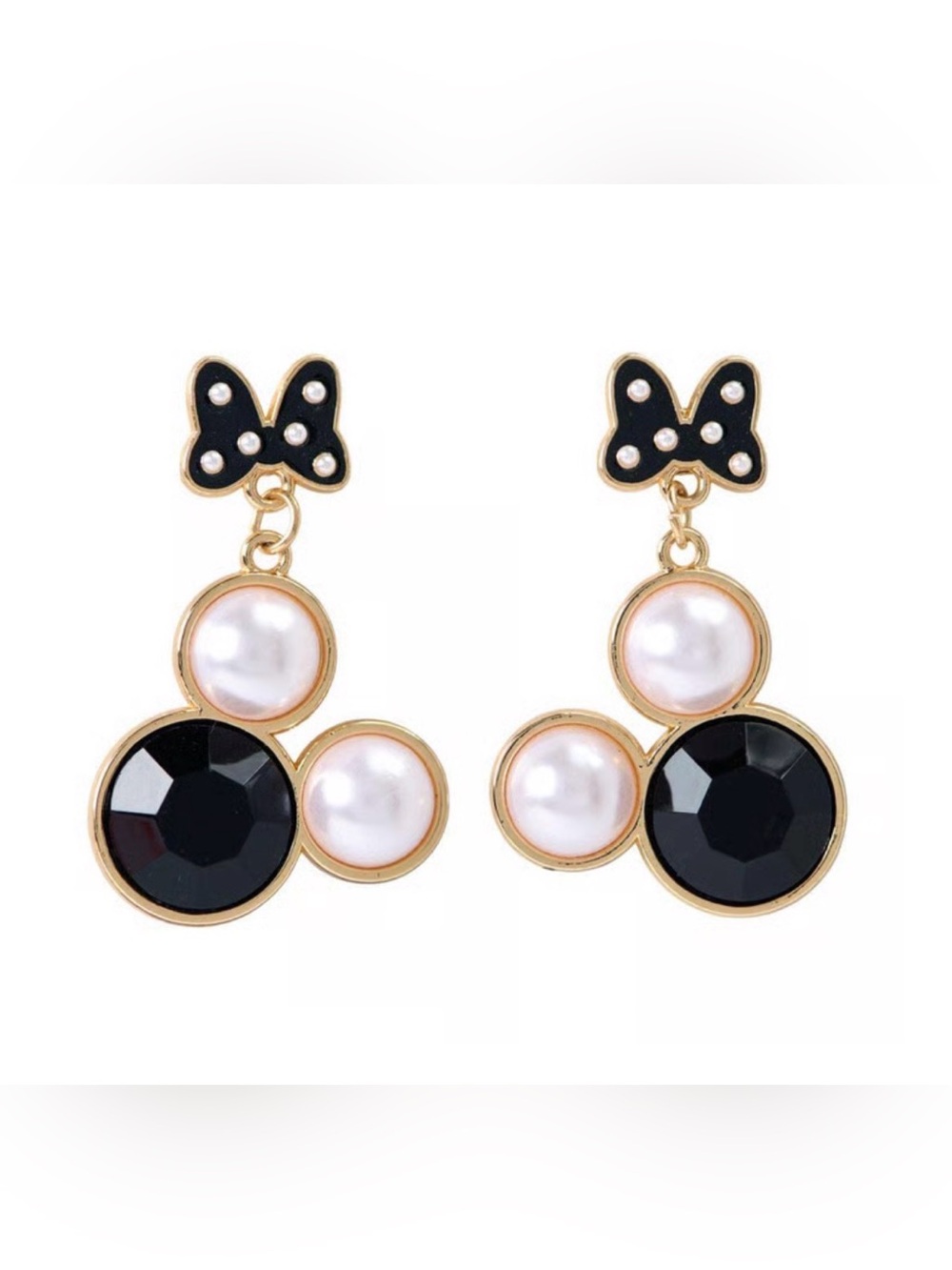 NWT Disney Gold Dangle Minnie Character Earrings